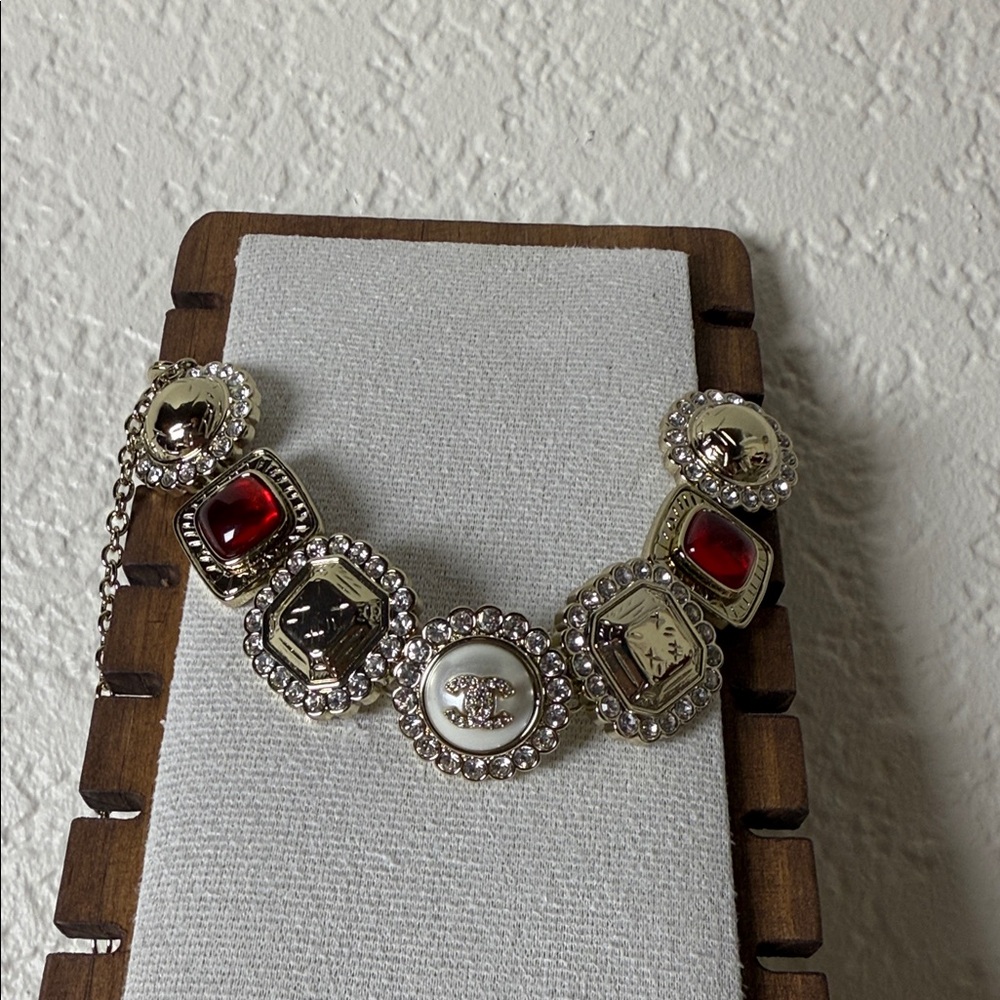 Chic Gold and Red Women's Bracelet